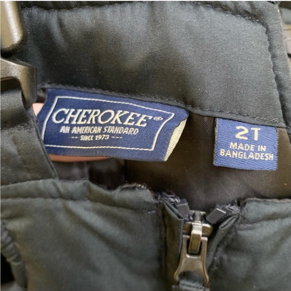 Cherokee snow bibs black insulated reinforced knee ski pants size 2T unisex - Picture 6 of 7